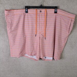 Lands End Swim Trunks Mens 4XL Orange Blue Striped Board Shorts Lined Drawstring